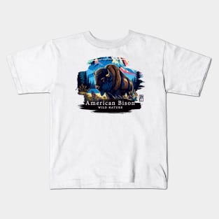 American Bison - WILD NATURE - BISON -8 Kids T-Shirt